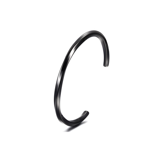 Black/Silver Twisted Line Open Cuff