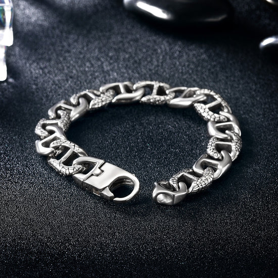 Crocodile Grain Carving Cuban Link Bracelet