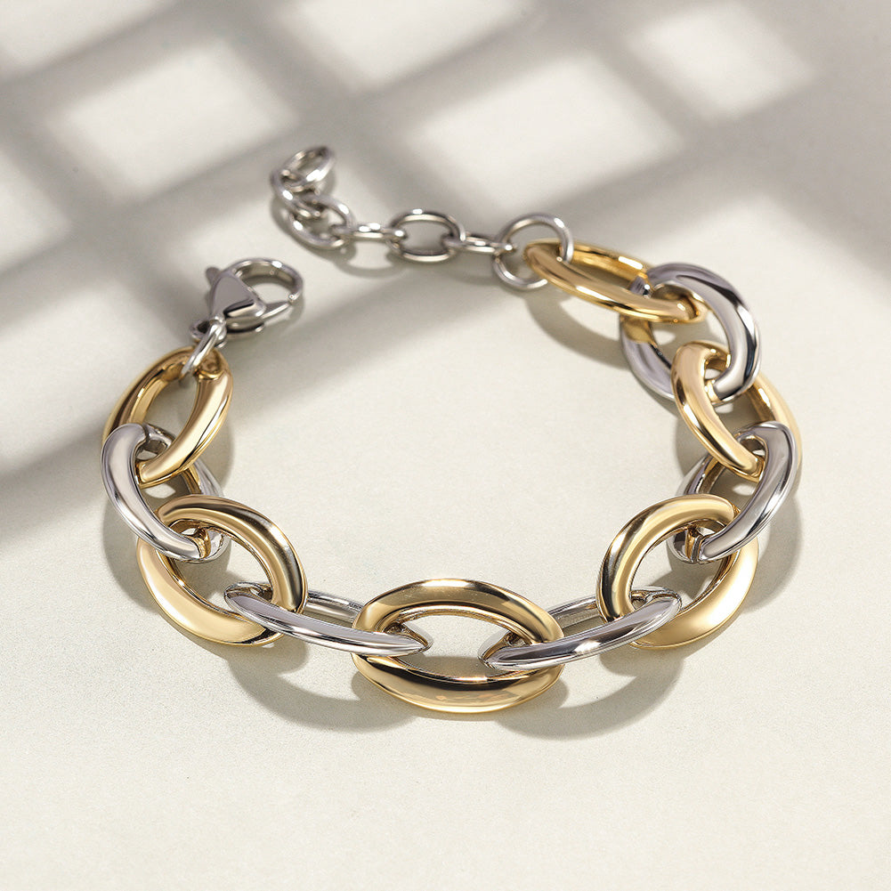 Two-Tone Oval Link Bracelet