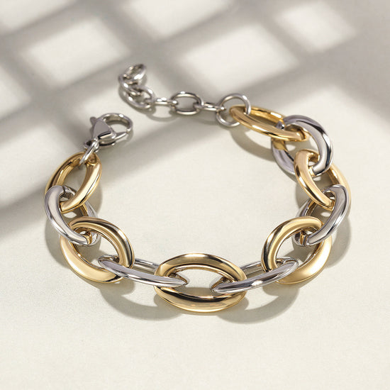 Two-Tone Oval Link Bracelet