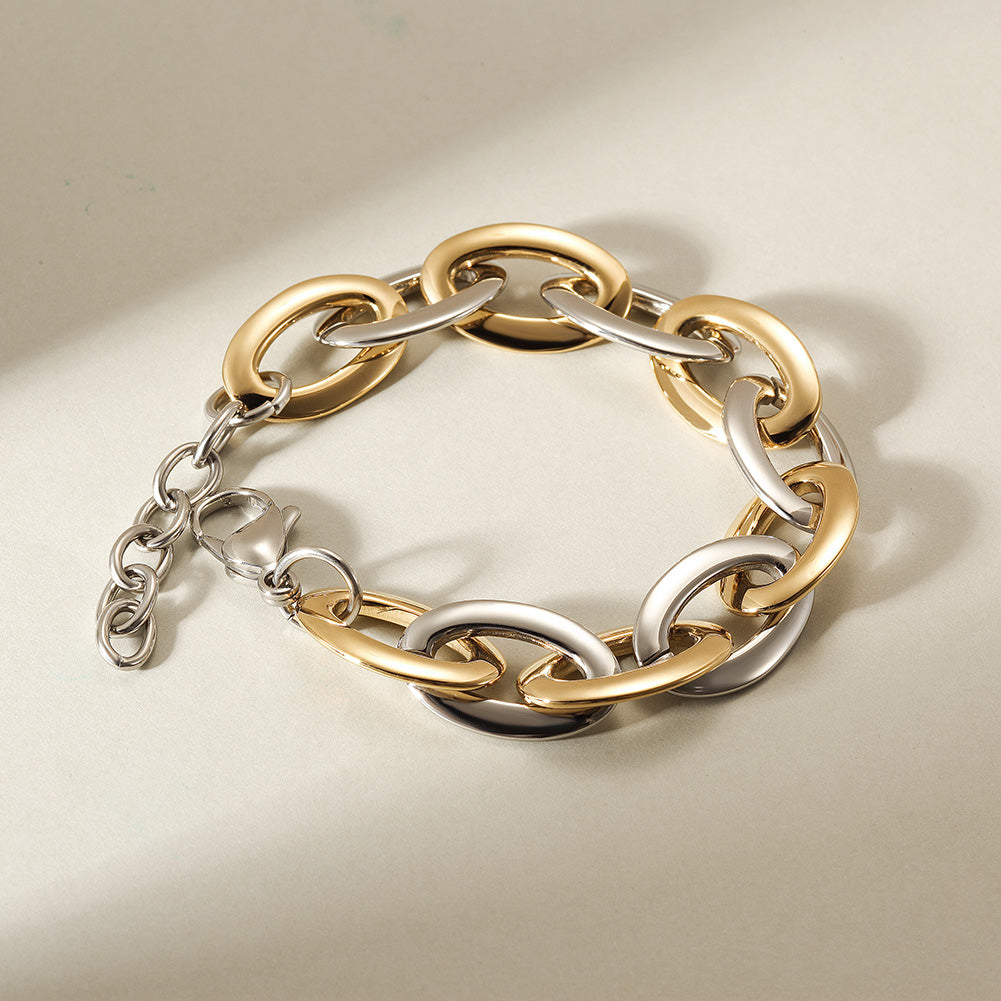 Two-Tone Oval Link Bracelet