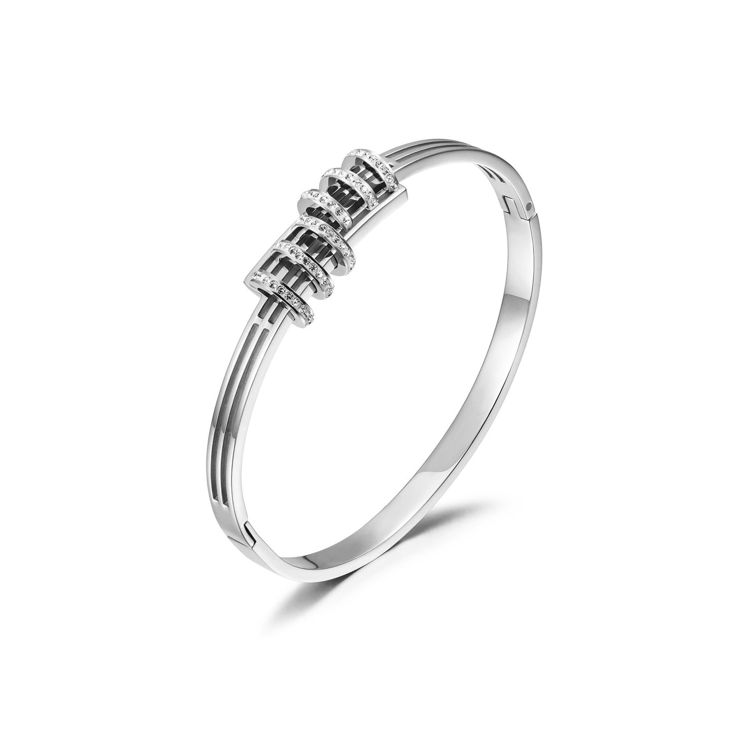 Load image into Gallery viewer, Parallel Circle CZ Bangle
