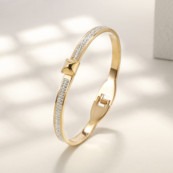 Load image into Gallery viewer, Square CZ Buckle Bangle
