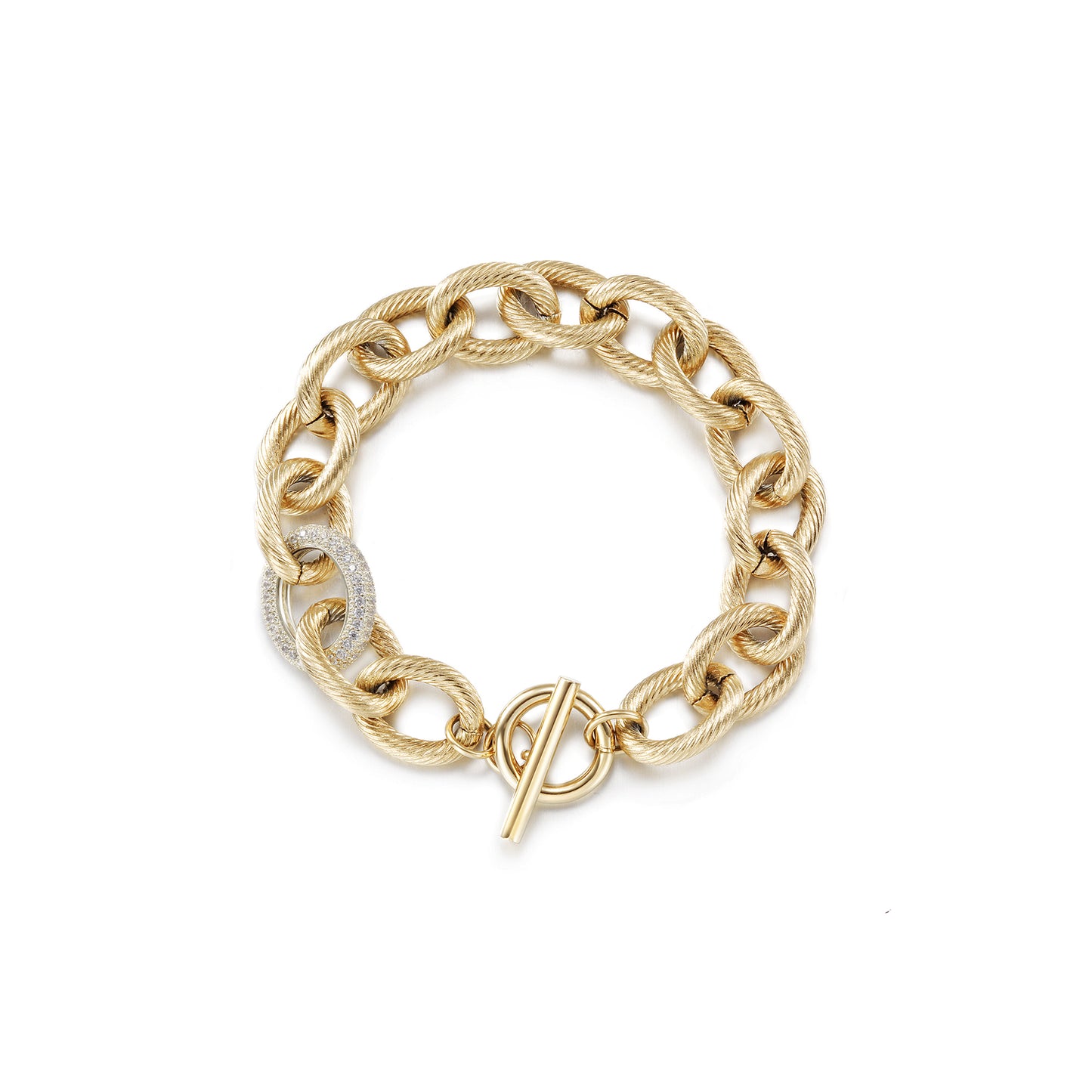 CZ Twisted Wire Link Bracelet