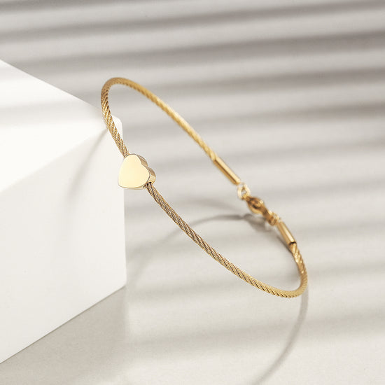 Classic Heart Cable Bangle Bracelet