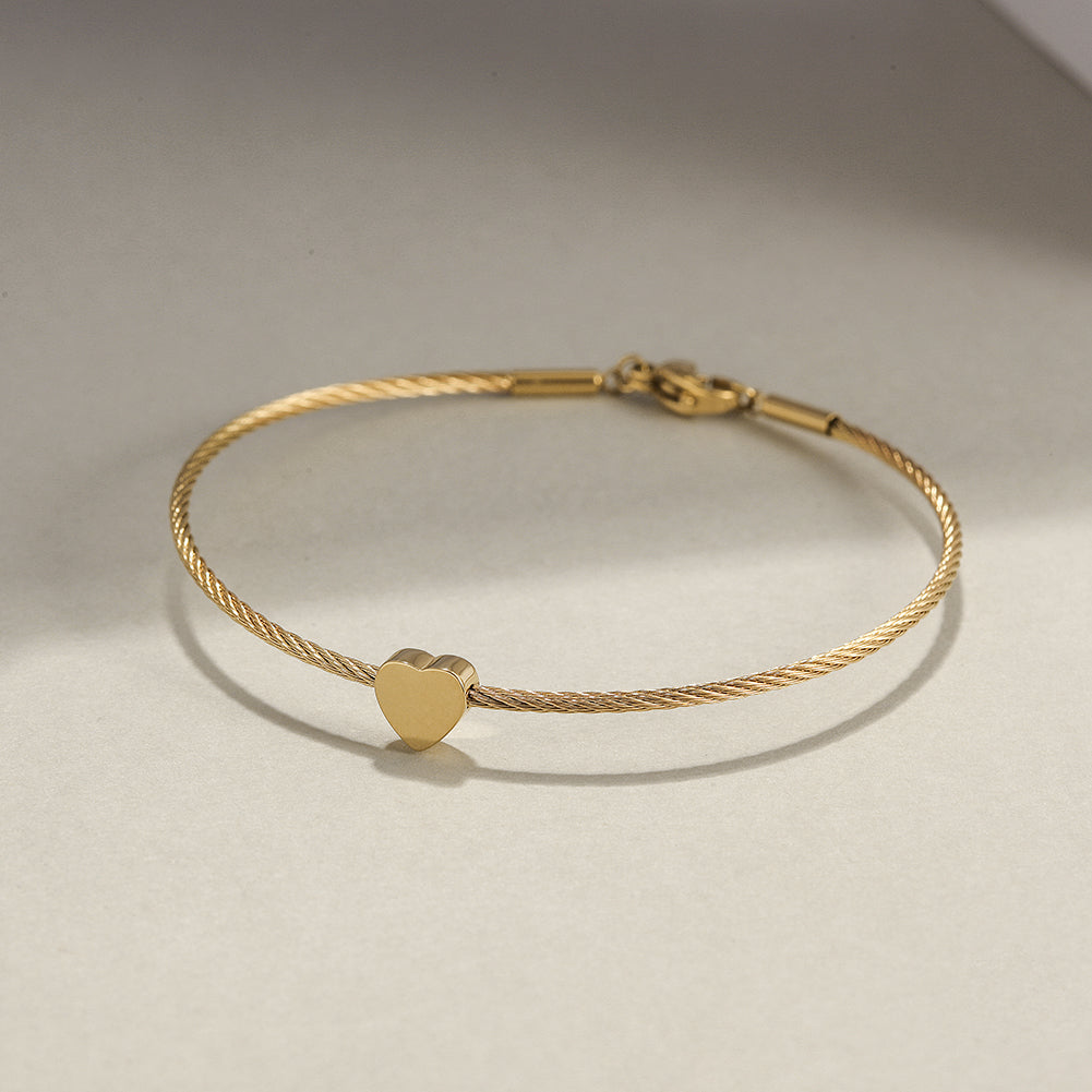 Classic Heart Cable Bangle Bracelet