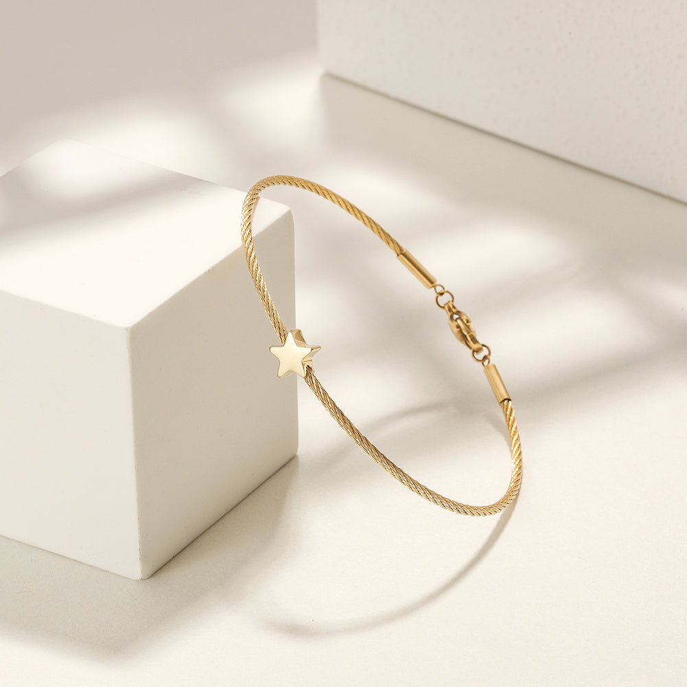 Dainty Star Cable Bangle Bracelet