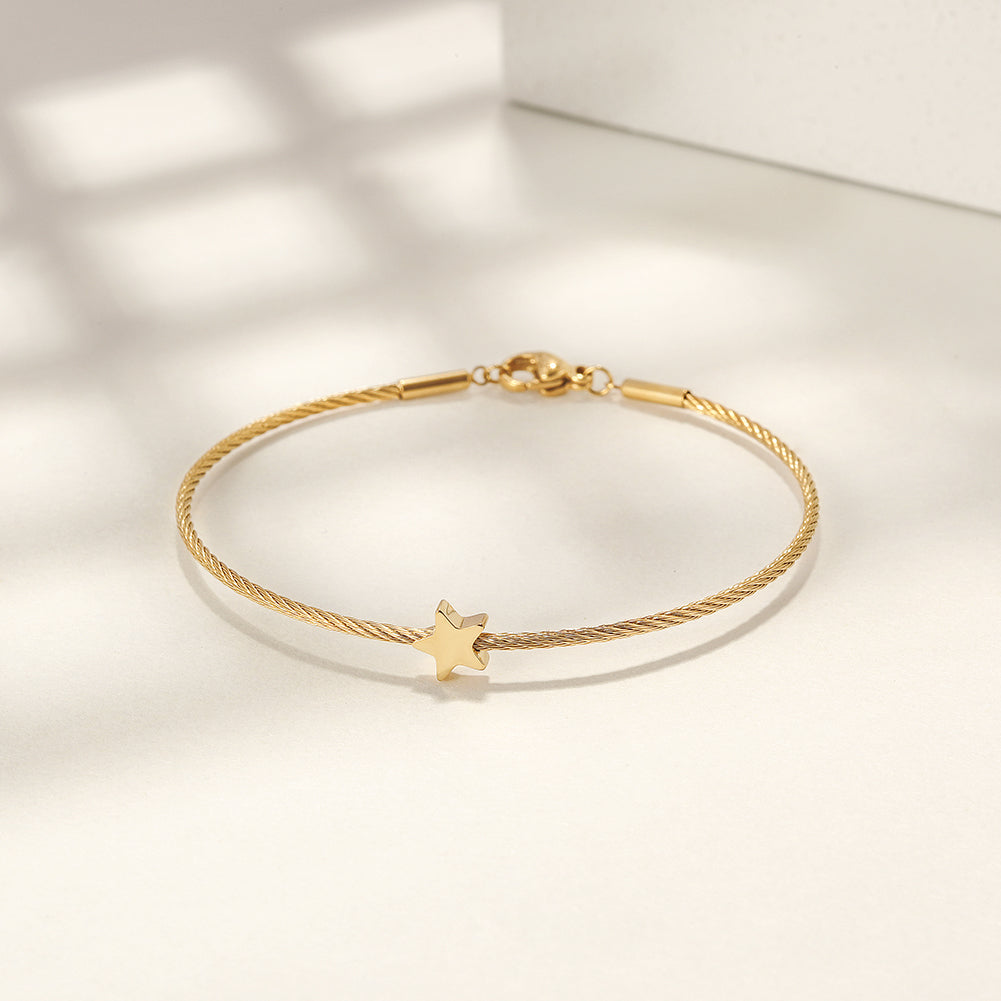 Dainty Star Cable Bangle Bracelet