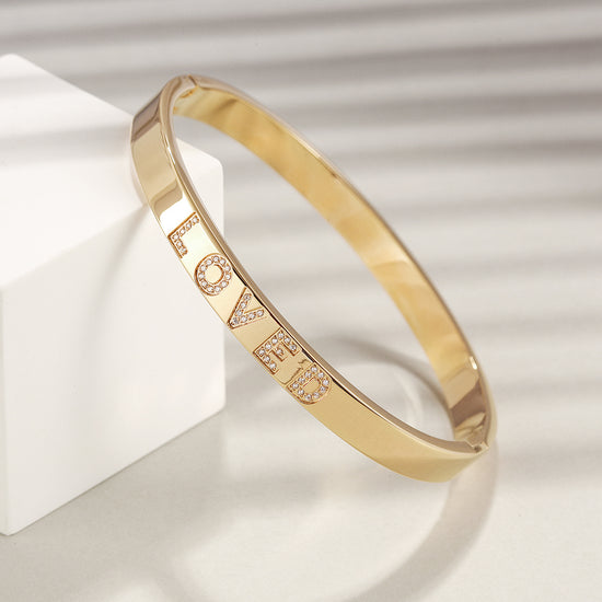 18K Yellow Gold Two Tone Cartier Inspired Love Bangle