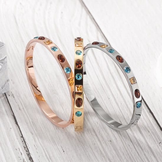 Load image into Gallery viewer, Engravable MULTI-STONE BANGLE
