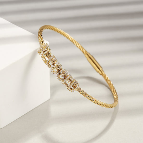 Load image into Gallery viewer, &amp;quot;BLESSED&amp;quot; STATEMENT PAVÉ BRACELET
