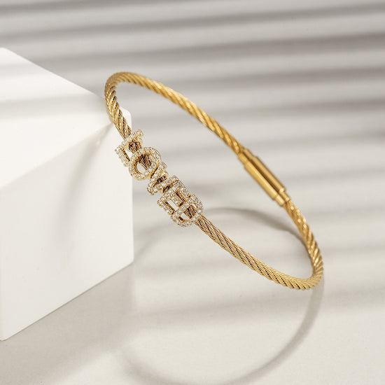 "LOVED" Pavé Bangle Bracelet