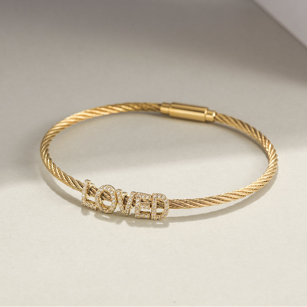 "LOVED" Pavé Bangle Bracelet