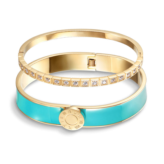 Enamel Pavé Bangle Set