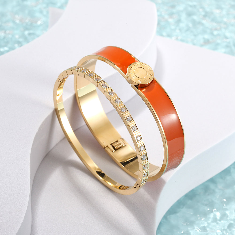 Enamel Pavé Bangle Set