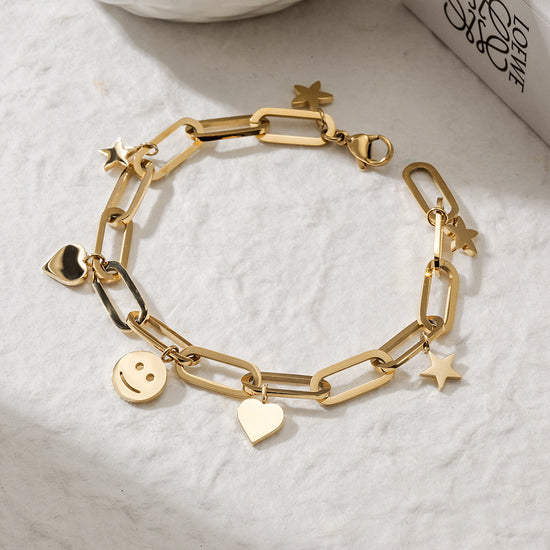 Load image into Gallery viewer, BE HAPPY SMILEY FACE BRACELET
