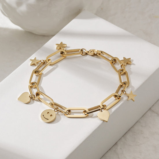 Load image into Gallery viewer, BE HAPPY SMILEY FACE BRACELET
