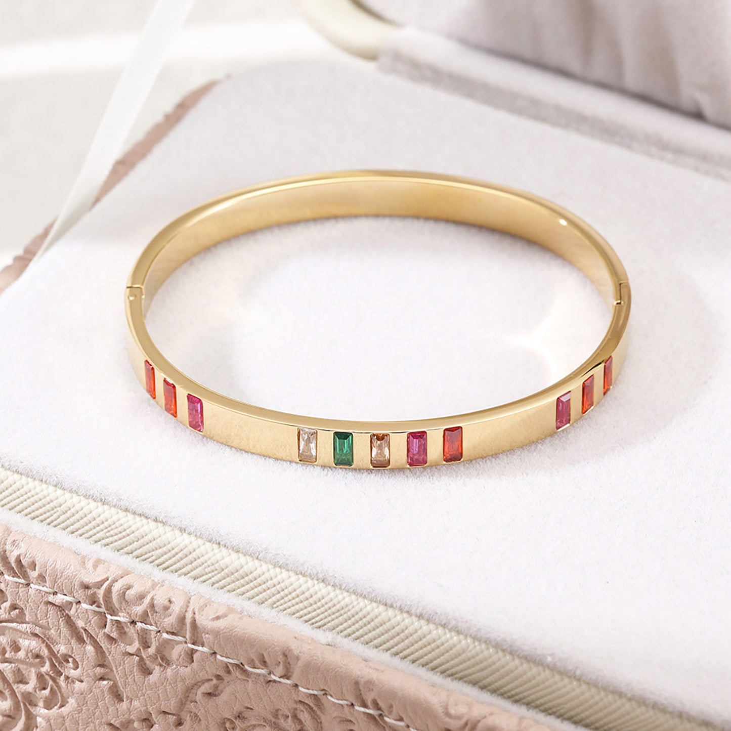 REFLECT Red Gem Stone Gold Bangle