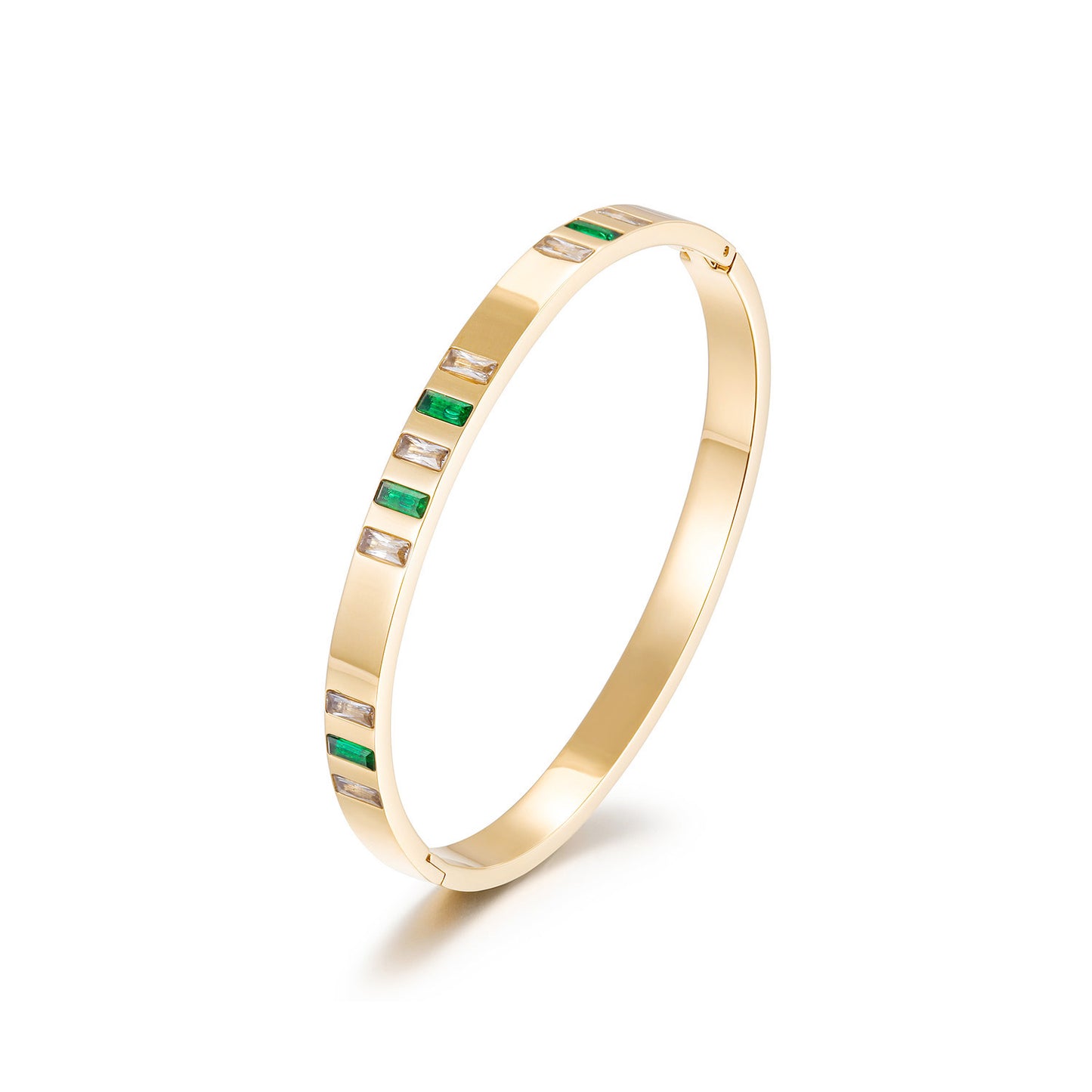 REFLECT Green Gem Stone Gold Bangle