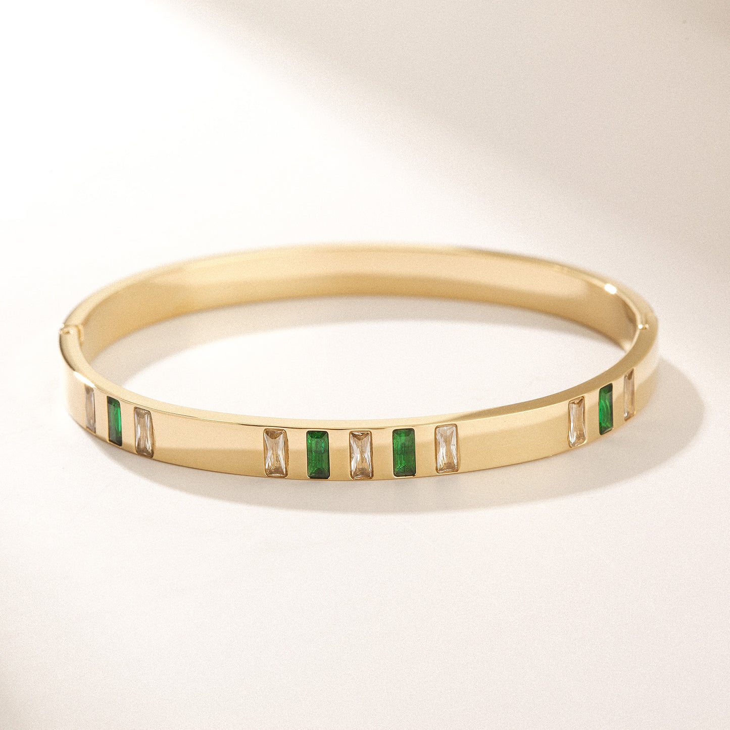 REFLECT Green Gem Stone Gold Bangle