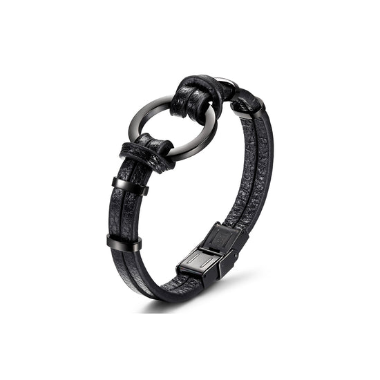 Black Magnetic Leather Bracelet | Classy Men Collection