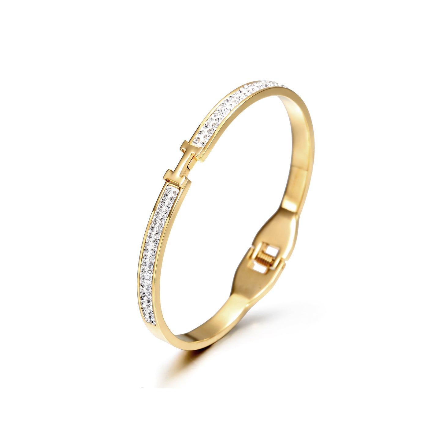 Thin H-Shaped CZ Bangle