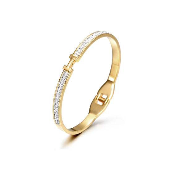 Thin H-Shaped CZ Bangle