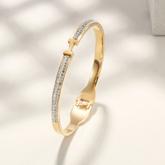 Thin H-Shaped CZ Bangle