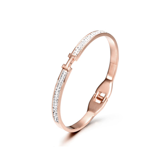 Thin H-Shaped CZ Bangle