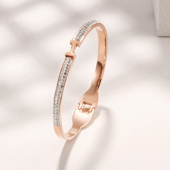 Thin H-Shaped CZ Bangle