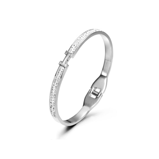 Thin H-Shaped CZ Bangle