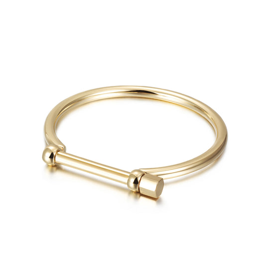 Load image into Gallery viewer, D Shape Mens Screw Bar Bangle

