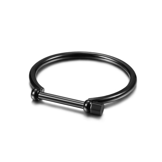 Load image into Gallery viewer, D Shape Mens Screw Bar Bangle

