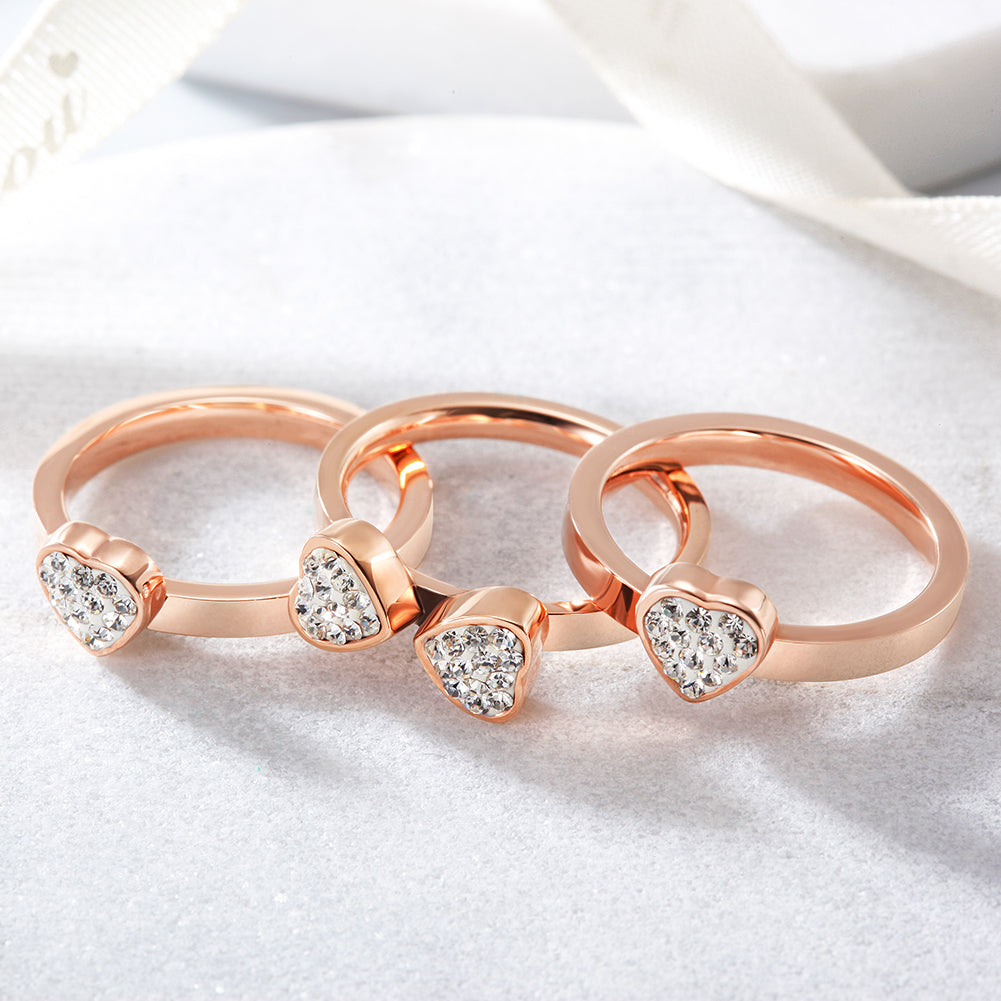 3-Stack Rose Gold Clover Rings, Set of 3