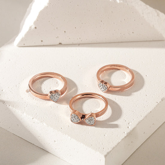 Load image into Gallery viewer, 3-Stack Rose Gold Clover Rings, Set of 3
