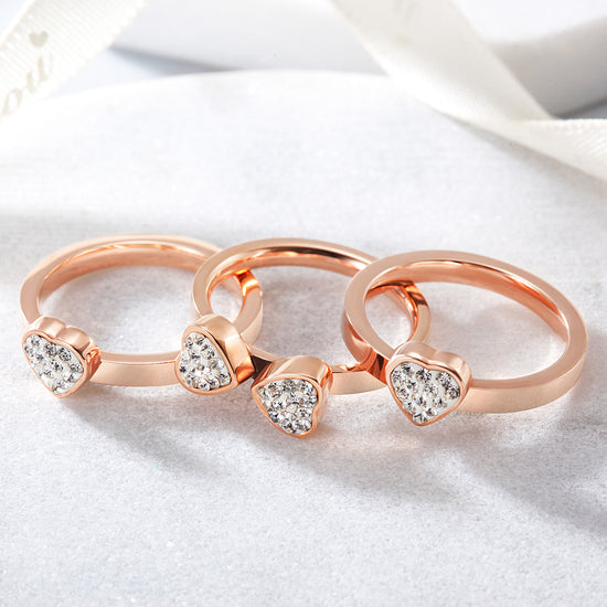 3-Stack Rose Gold Clover Rings, Set of 3