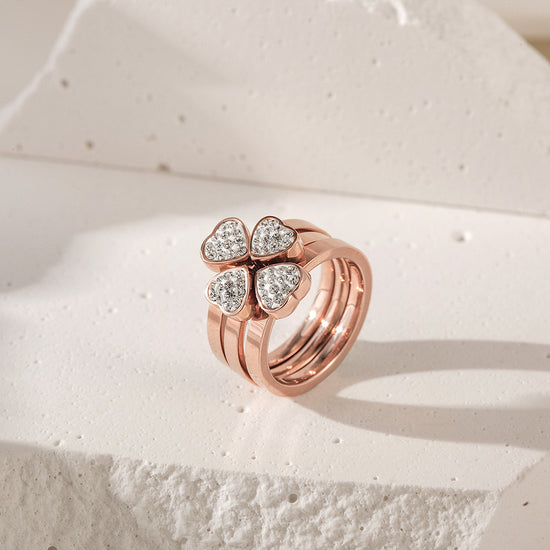 3-Stack Rose Gold Clover Rings