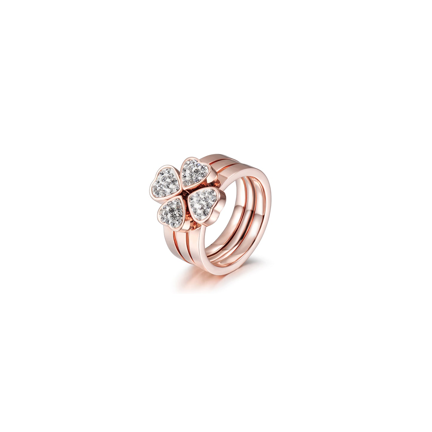 3-Stack Rose Gold Clover Rings