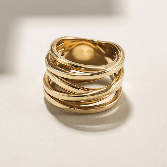 Gold Intertwined Statement Ring