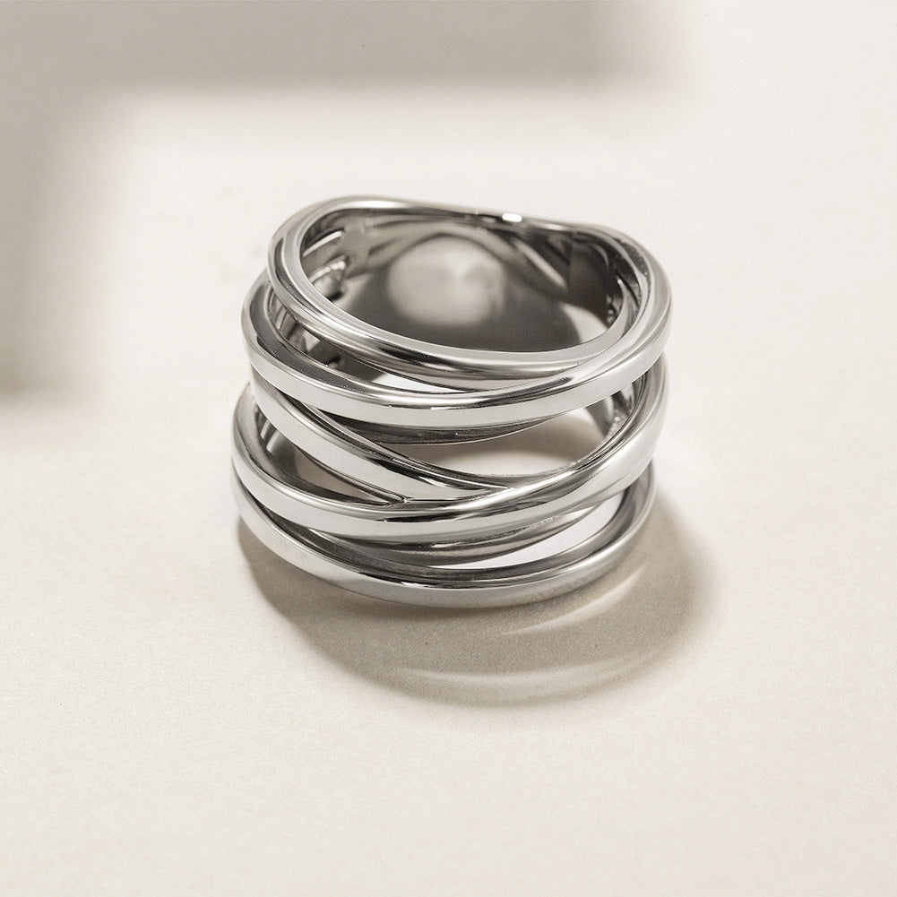 Silver Intertwined Statement Ring
