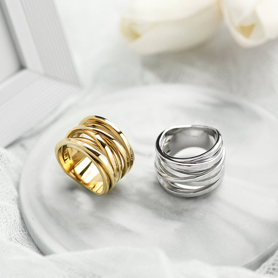 Silver Intertwined Statement Ring