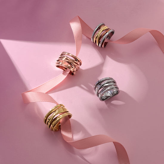 Tricolor Intertwined Statement Ring