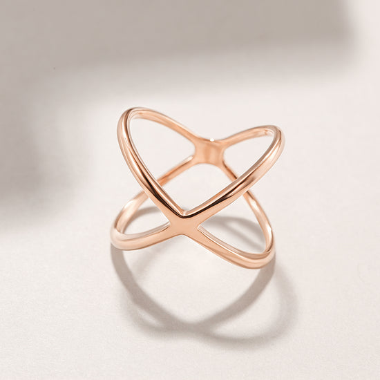 Load image into Gallery viewer, Rose Gold Skinny Crisscross Band Ring
