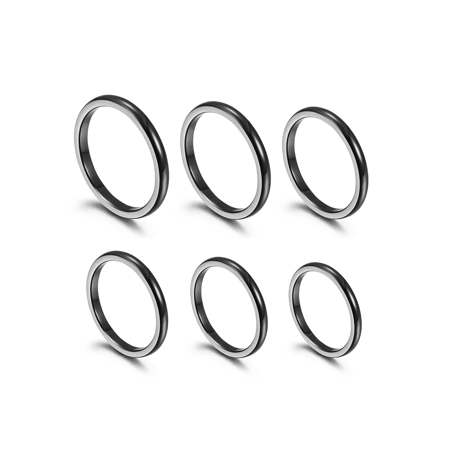 Load image into Gallery viewer, Black Thin Stack Rings, Set of 6, Size 4-9
