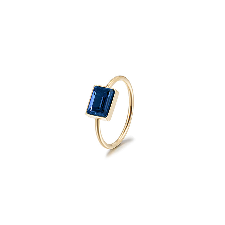 Chic Blue Rectangular Stone Ring – Ciunofor