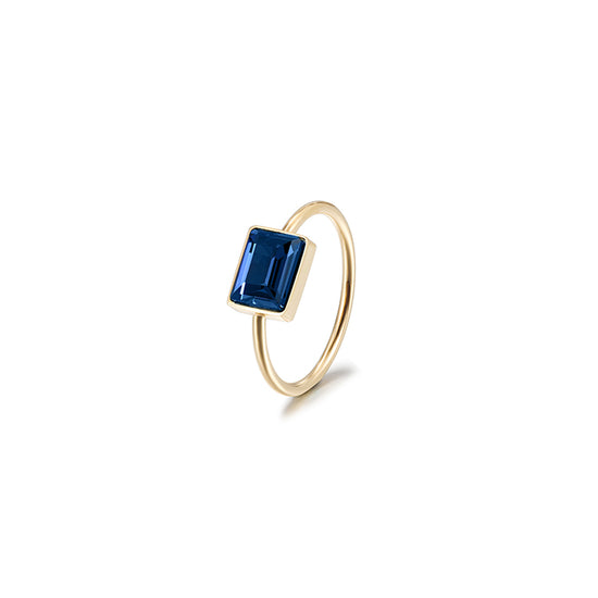 Chic Blue Rectangular Stone Ring