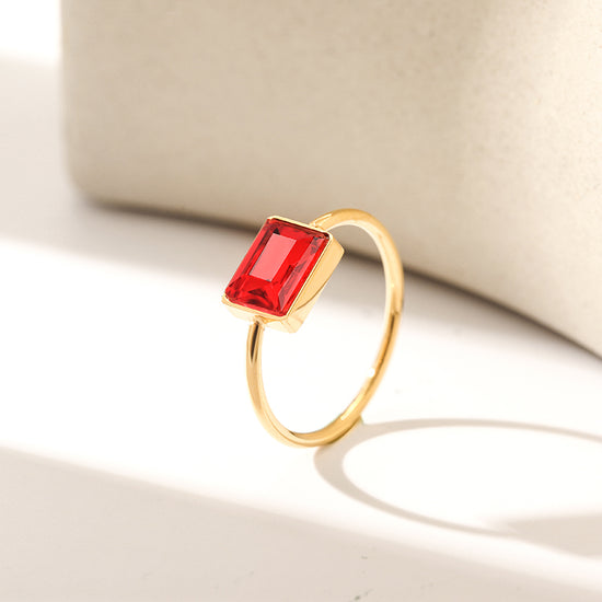 Chic Red Rectangular Stone Ring