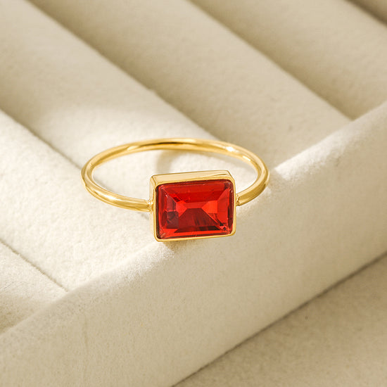 Chic Red Rectangular Stone Ring