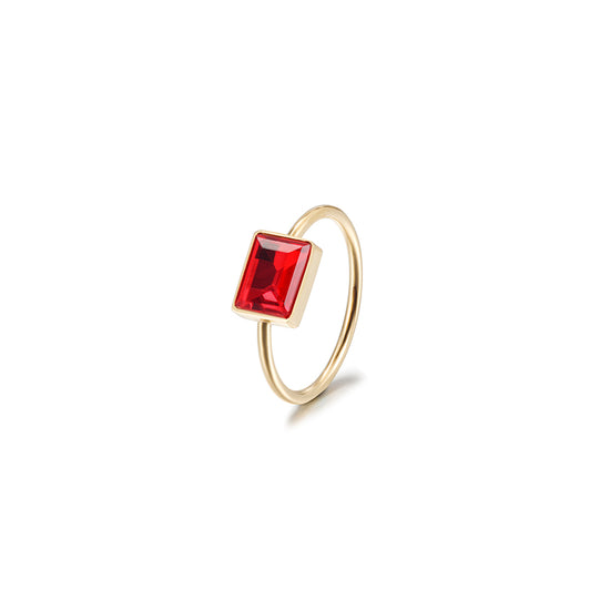 Chic Red Rectangular Stone Ring