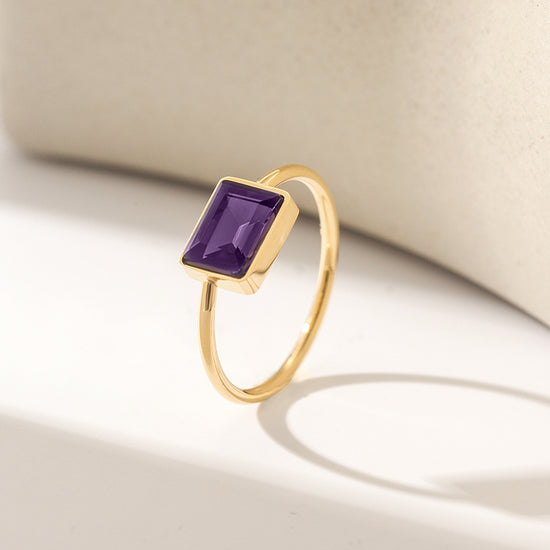 Chic Purple Rectangular Stone Ring